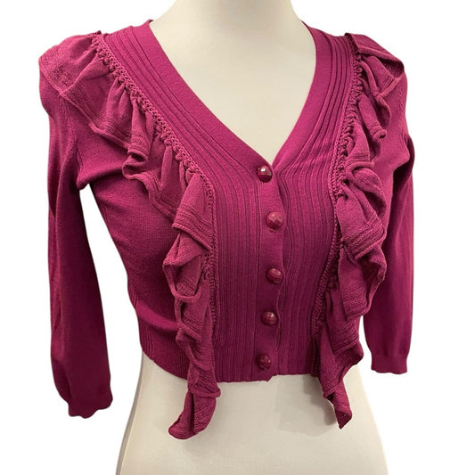 Betsey Johnson Ruffle PInk Cardigan