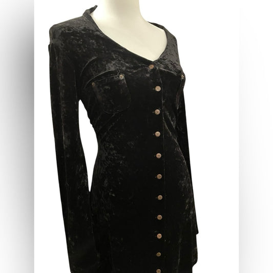 Betsey Johnson Velvet Black Label 90s Button Down Dresss