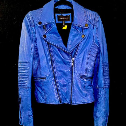 BCBG MAX AZRIA Cobalt Blue MC MOTO Jacket