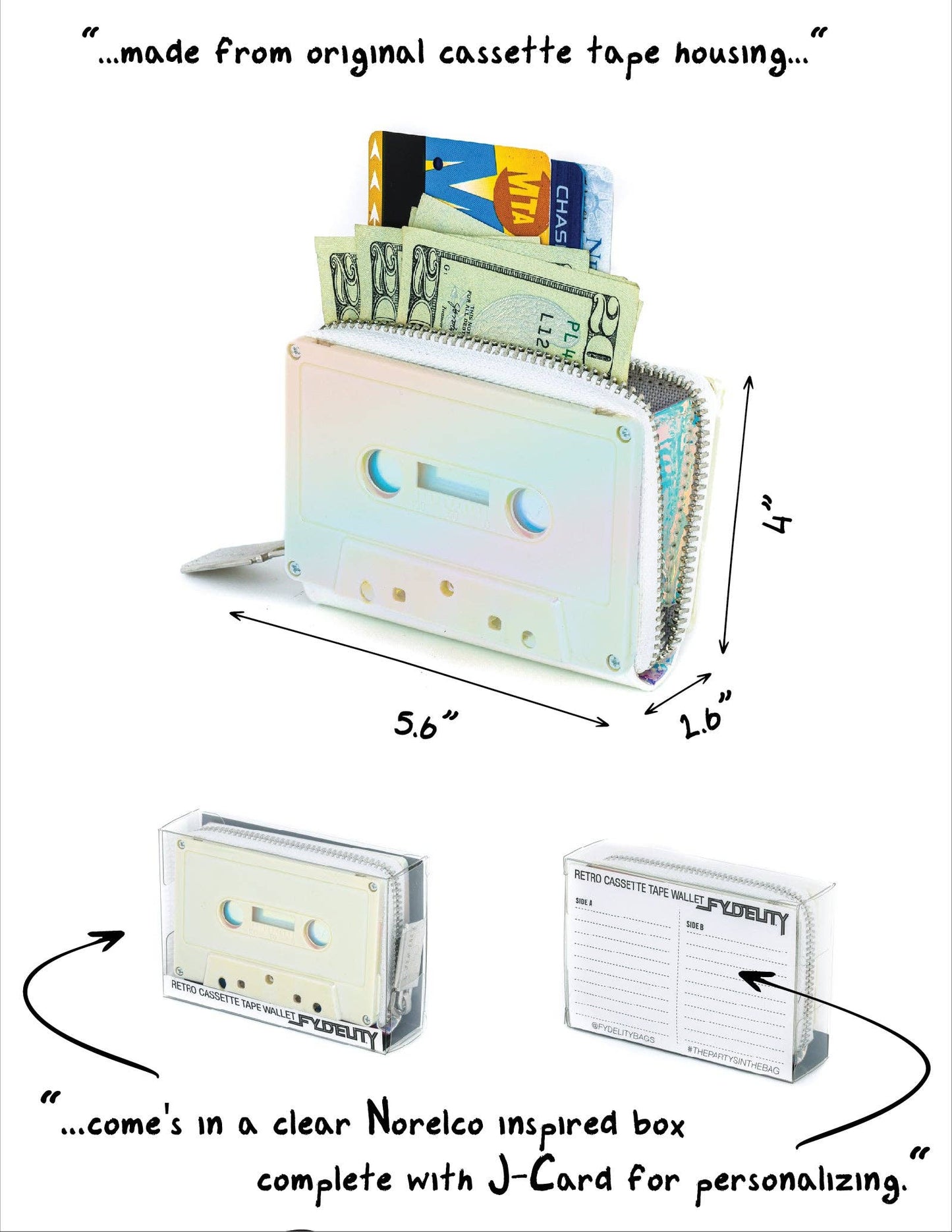 70266: Retro Cassette Wallet | Electro White