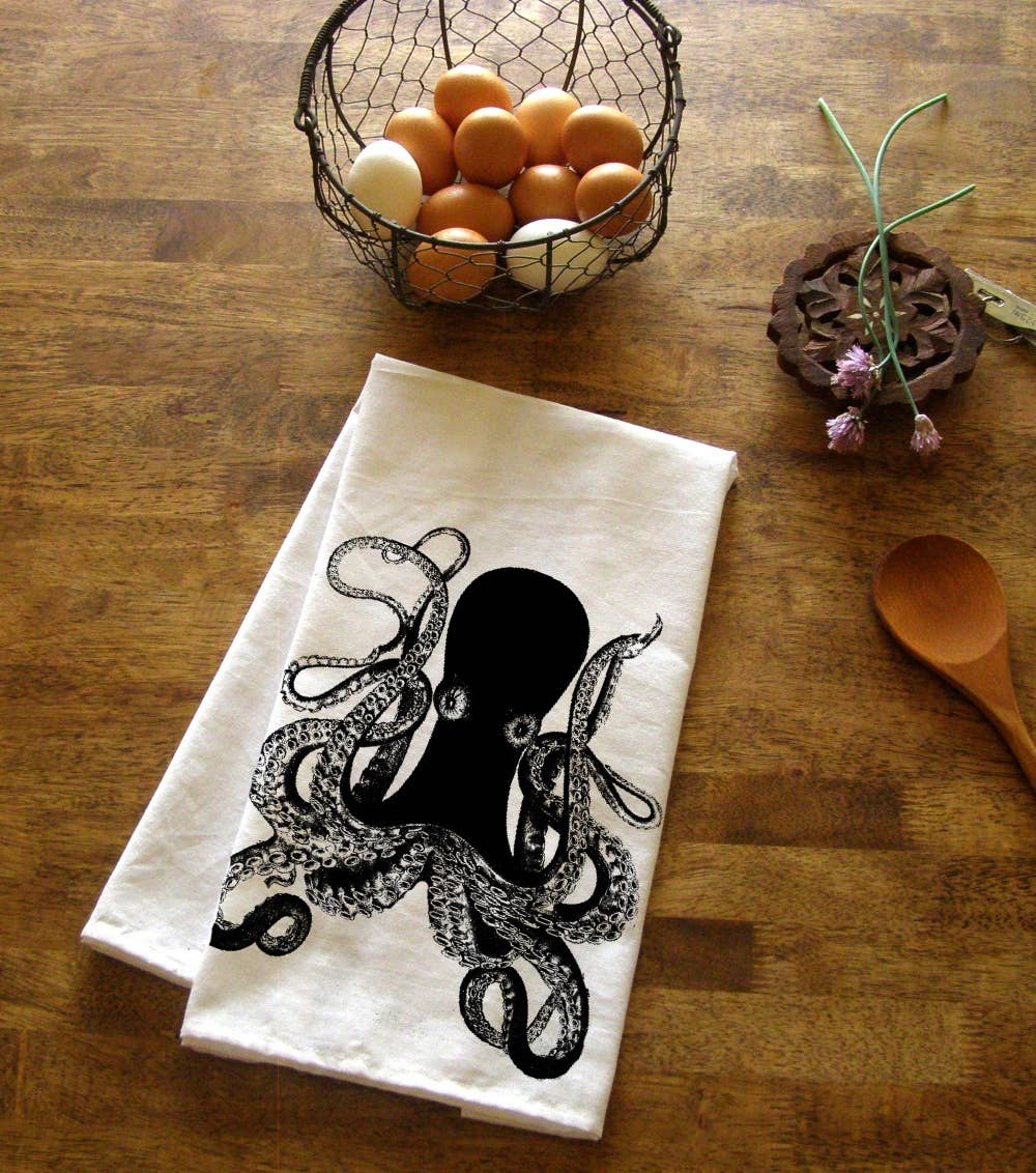 Octopus Kitchen Towel: Black