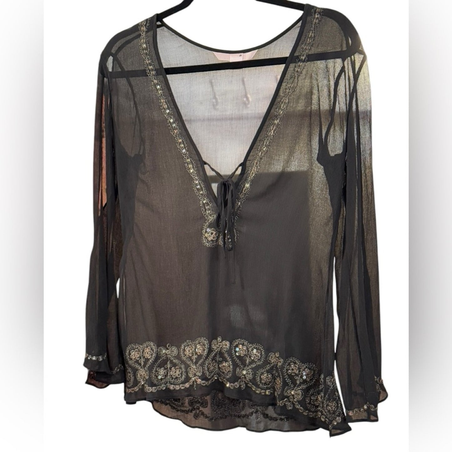 Victoria’s Secret Y2K era sheer cold shoulder blouse