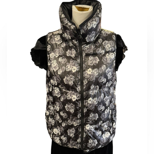 Betsey Johnson Rose Pattern Reversible Puffer Vest