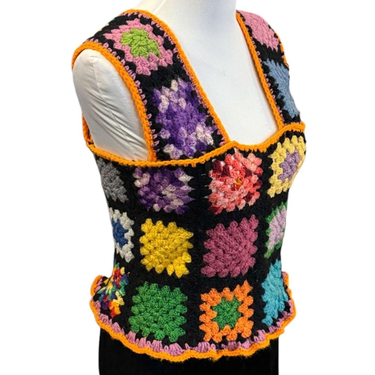 Unique Handmade One of a Kind Colorful Crochet Patchwork Women's Top