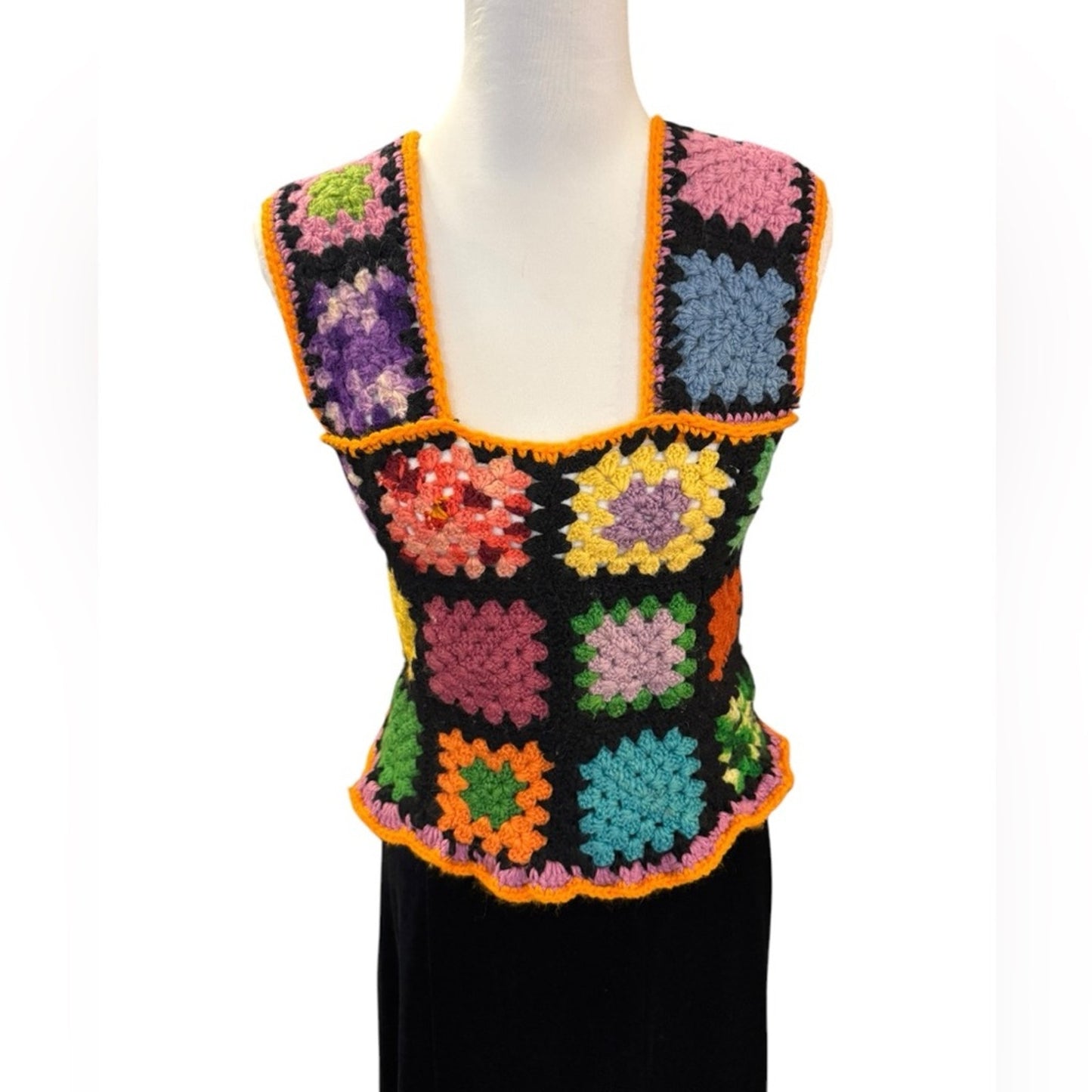 Unique Handmade One of a Kind Colorful Crochet Patchwork Women's Top