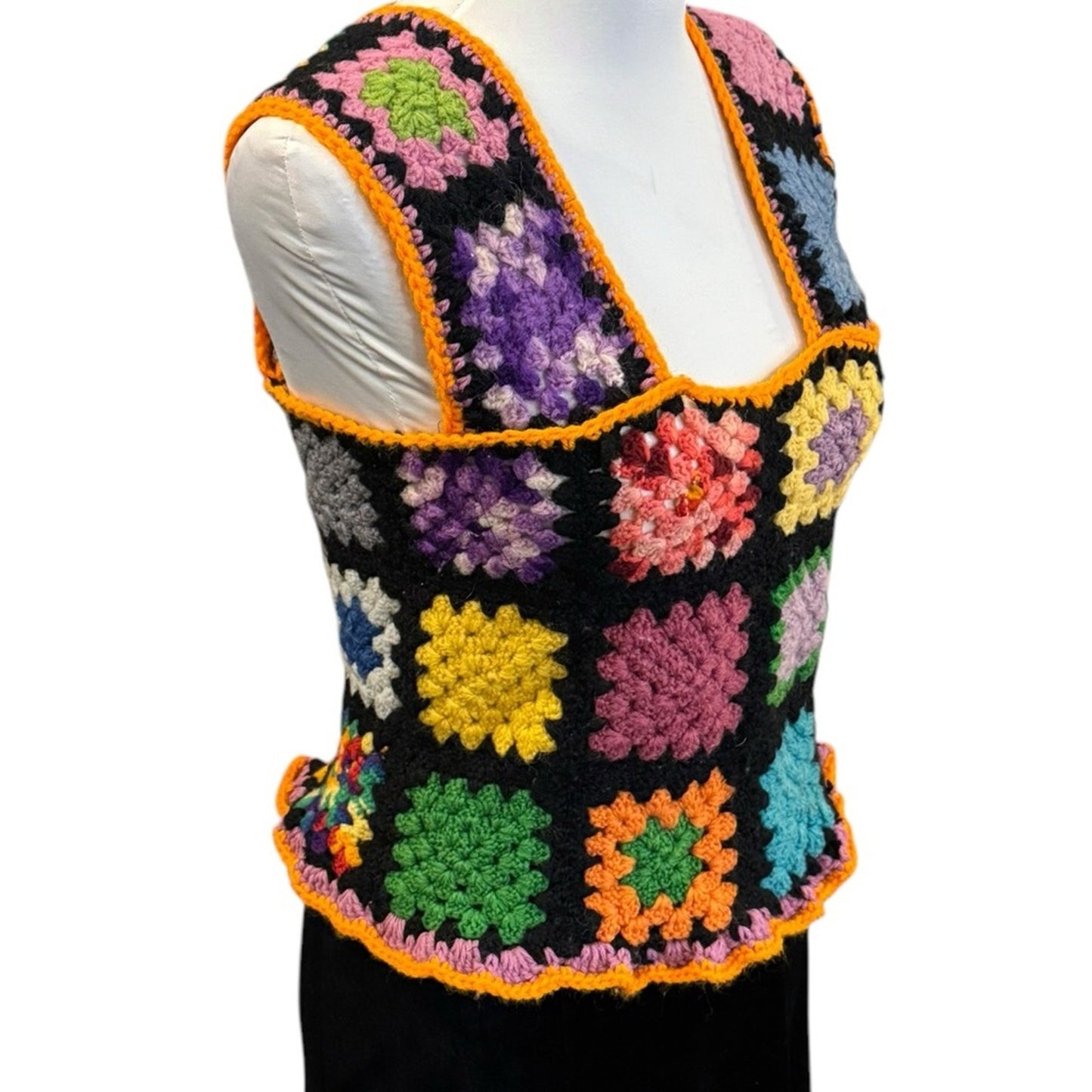 Unique Handmade One of a Kind Colorful Crochet Patchwork Women's Top