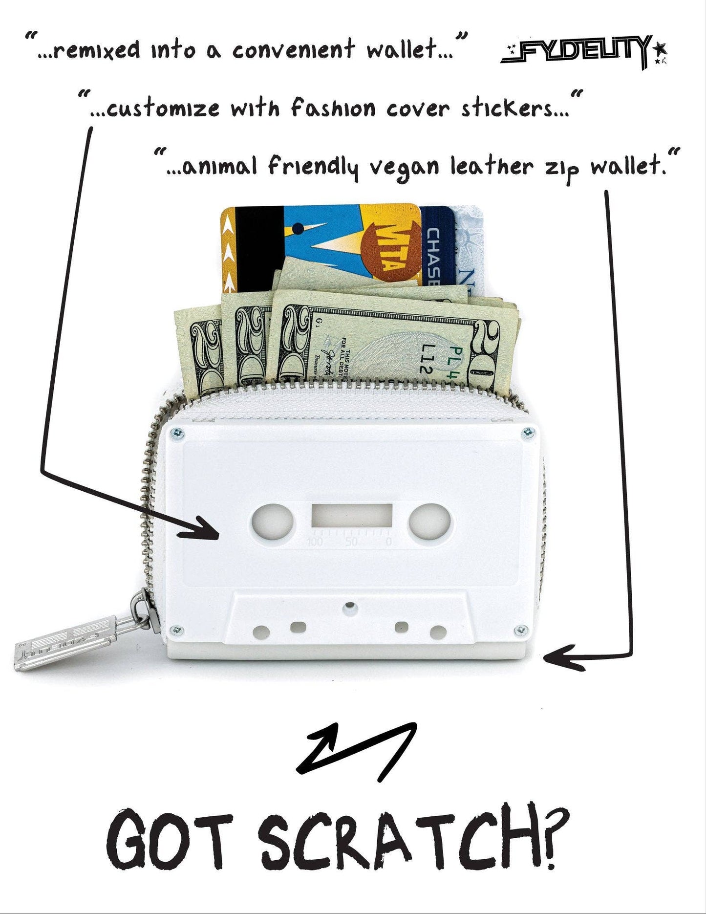 70257: Cassette Tape Wallet-BLANK-White