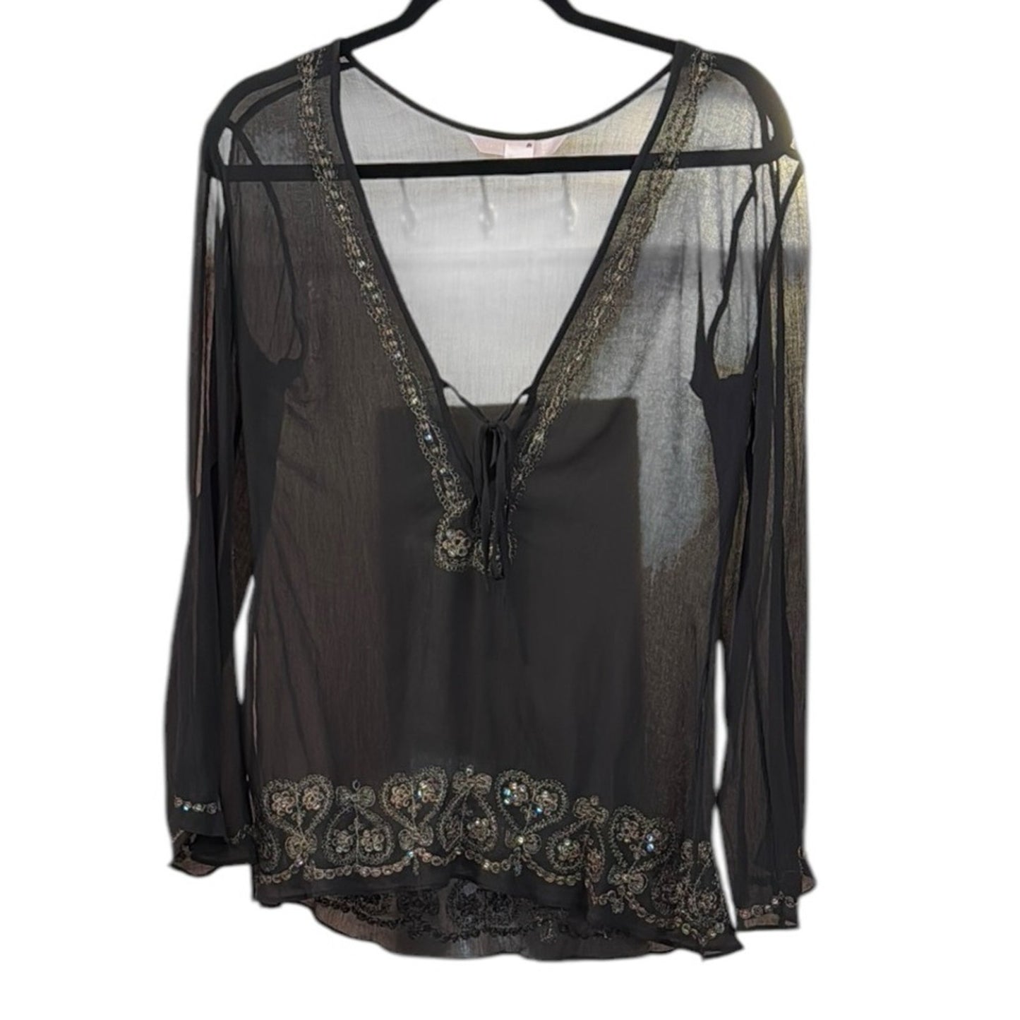 Victoria’s Secret Y2K era sheer cold shoulder blouse