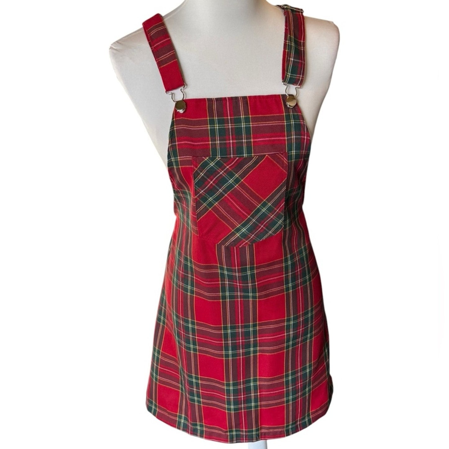 Love j Tartan Plaid overall dress Size M