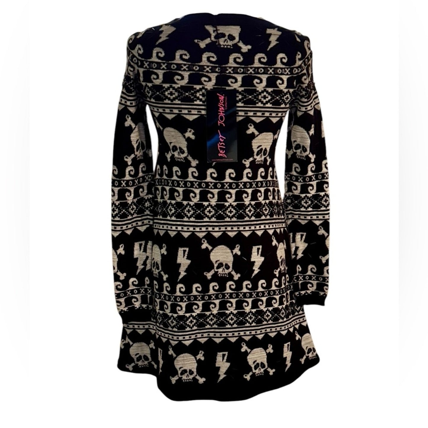 Betsey Johnson One of a Kind Showroom Sample Skull Pattern Sweater Dress