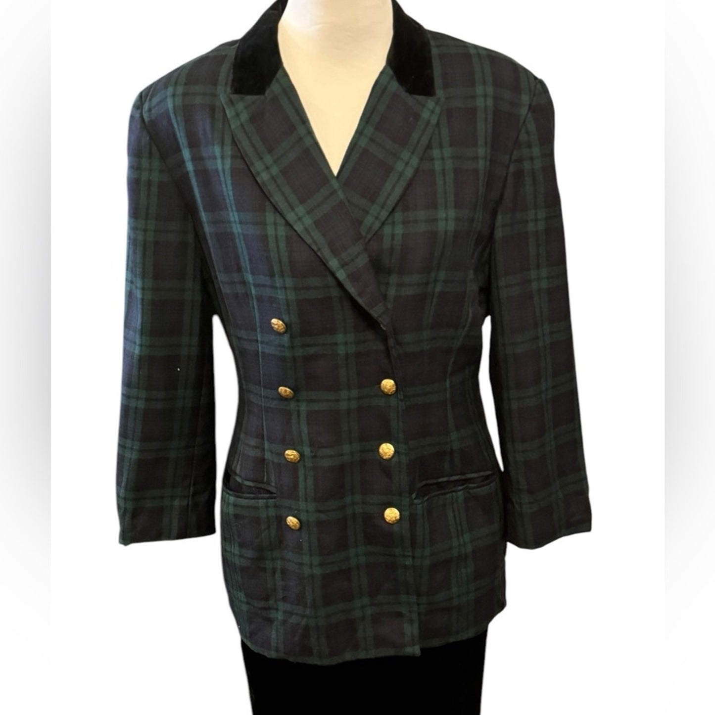 Vintage Neiman Marcus Wool Tartan Blazer Size 14