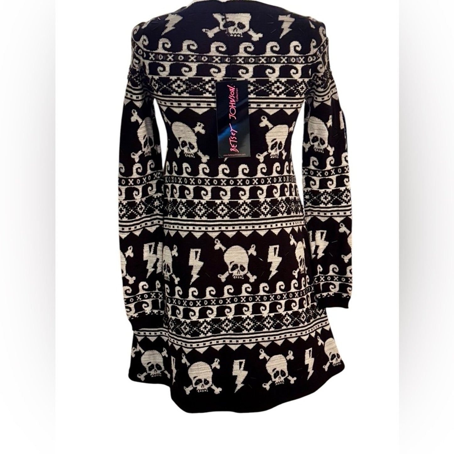 Betsey Johnson One of a Kind Showroom Sample Skull Pattern Sweater Dress