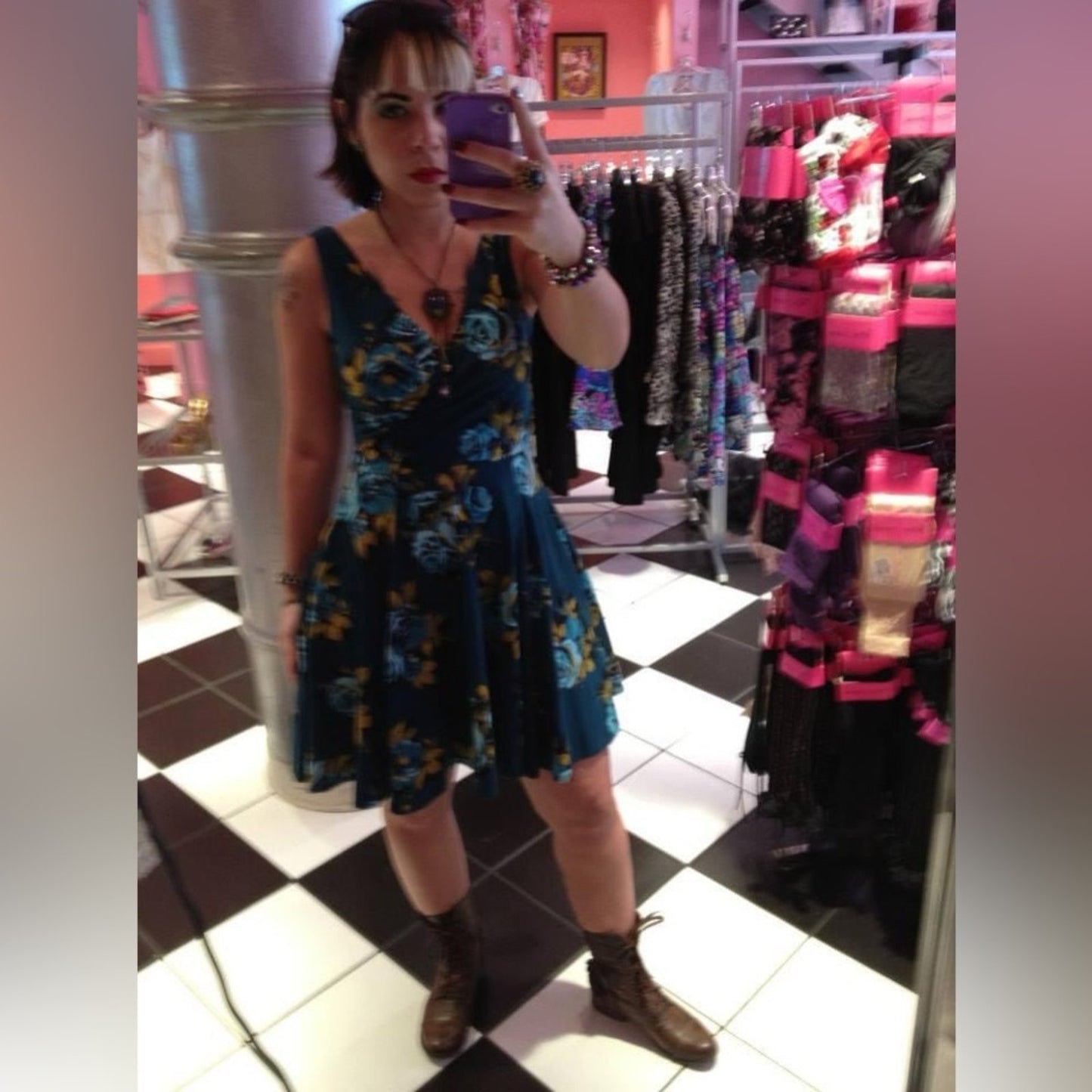 Teal Rose Floral Betsey Johnson Dress