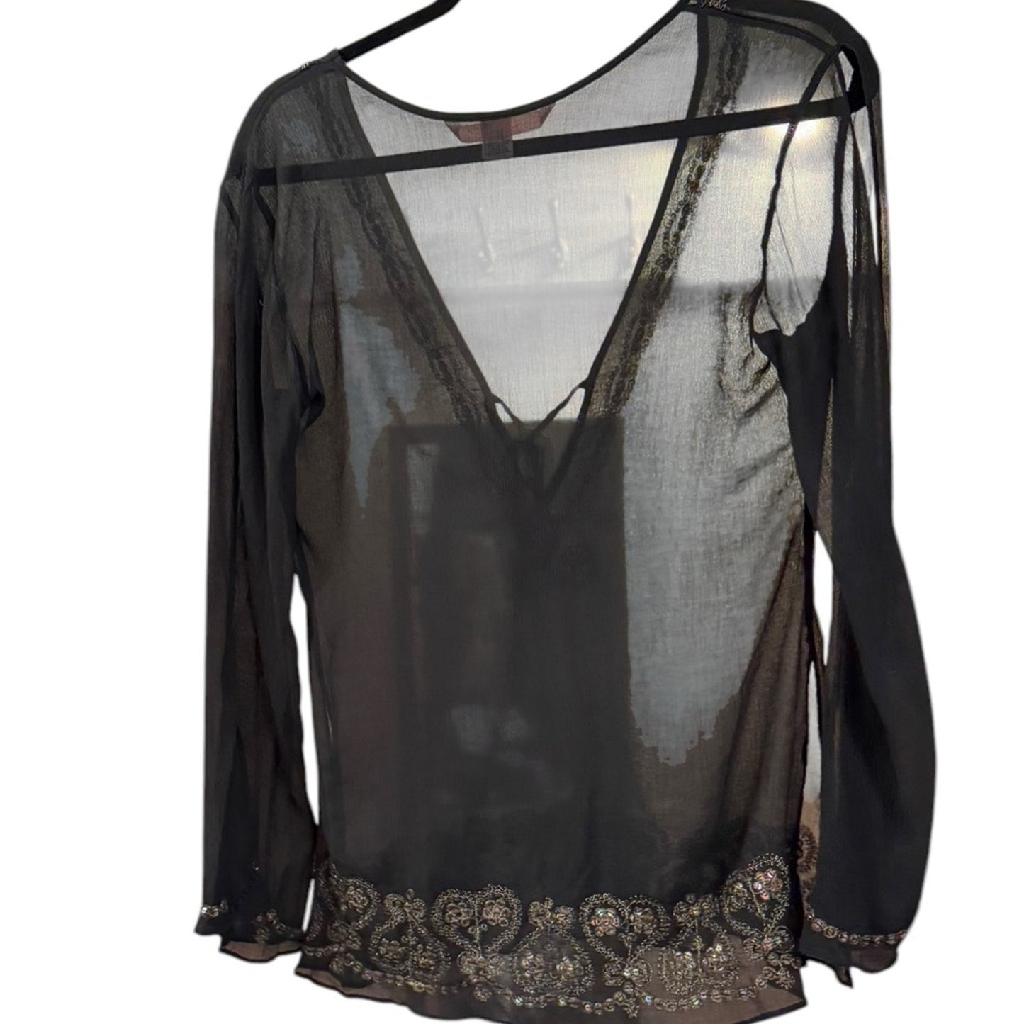 Victoria’s Secret Y2K era sheer cold shoulder blouse