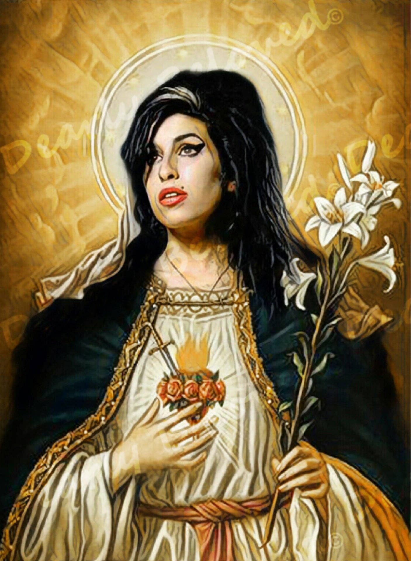 Celebrity Prayer Candle STICKER ONLY, Iconic Saints: St. Amy Winehouse