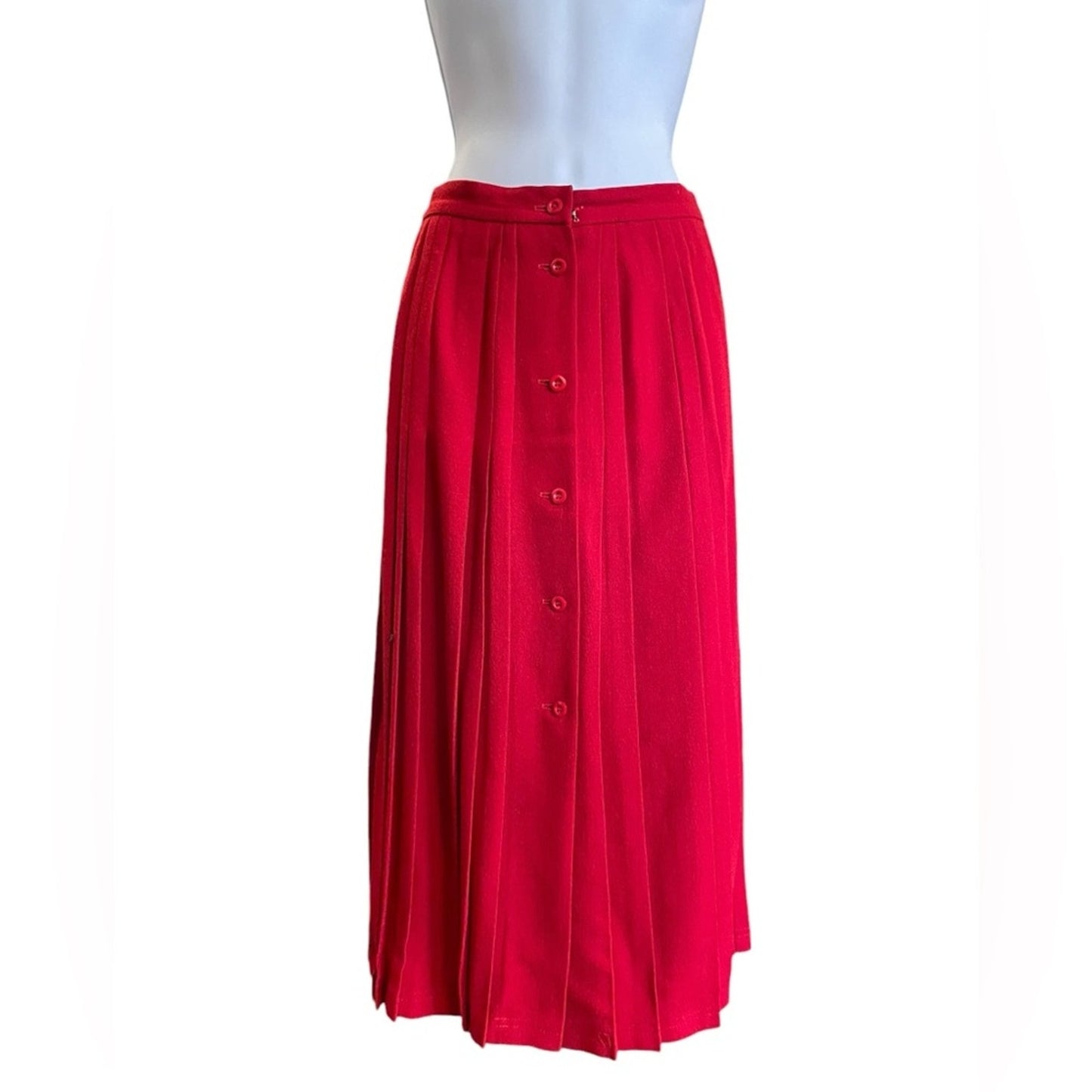 Jaeger Vintage Red Pleated Skirt Size 14