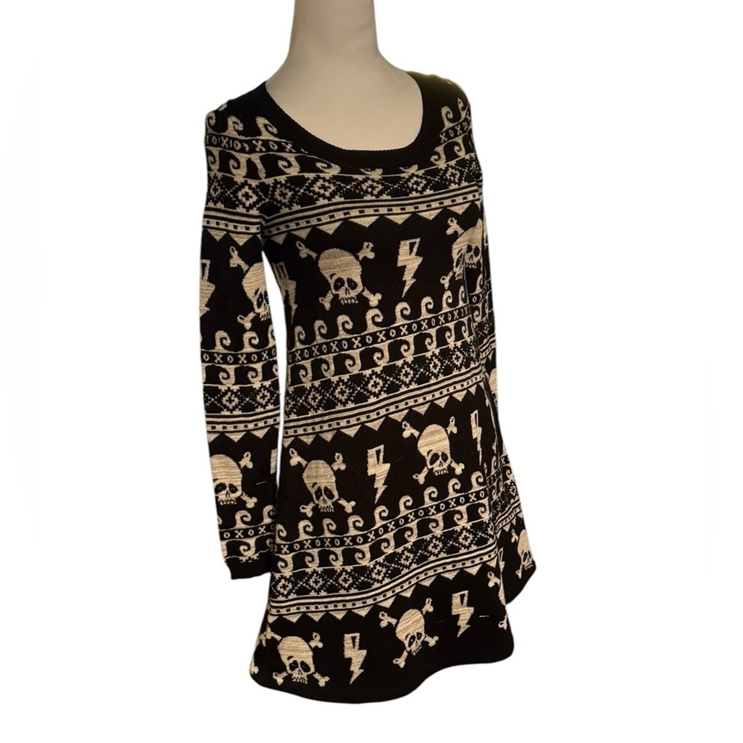 Betsey Johnson One of a Kind Showroom Sample Skull Pattern Sweater Dress