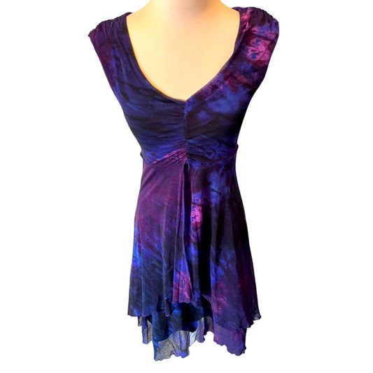 Karen Kane XS Mesh purple Tie Dye dress