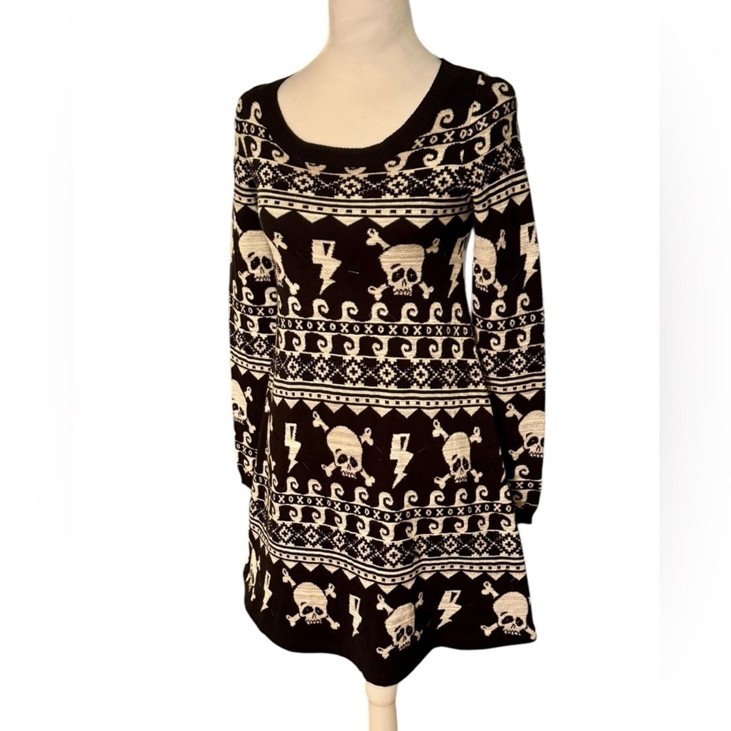 Betsey Johnson One of a Kind Showroom Sample Skull Pattern Sweater Dress