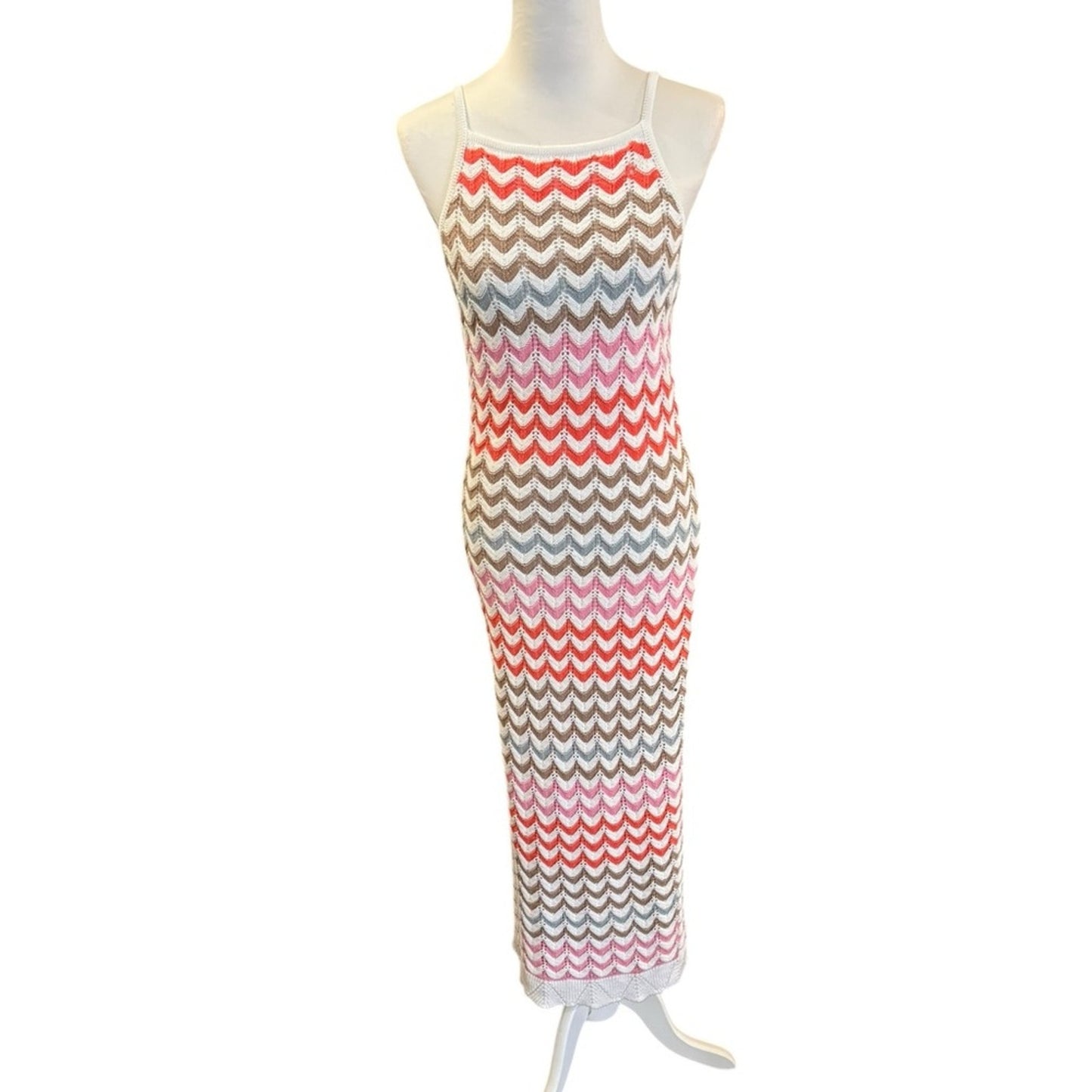 Z Supply Camille Chevron Crochet Multi Color Sundress Size M