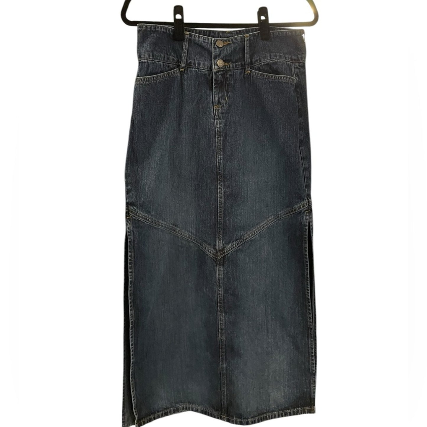 Y2K Dark Denim Midi Skirt