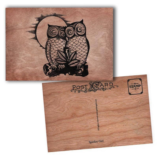 Wood Postcard - Owls