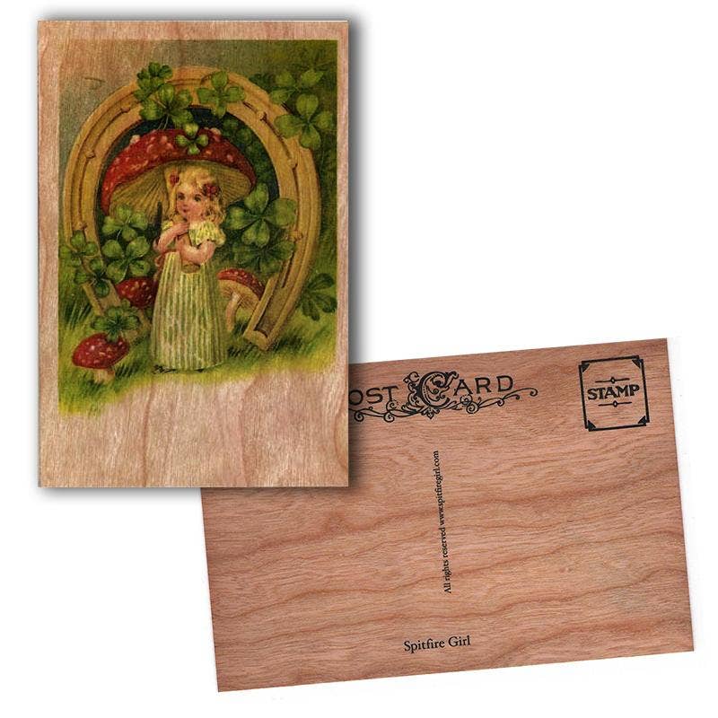 Wood Postcard - Mushroom Girl