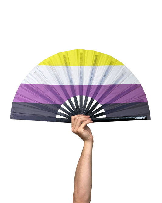 Dirtsquirrel Non-Binary Flag Hand Fan (Bamboo)