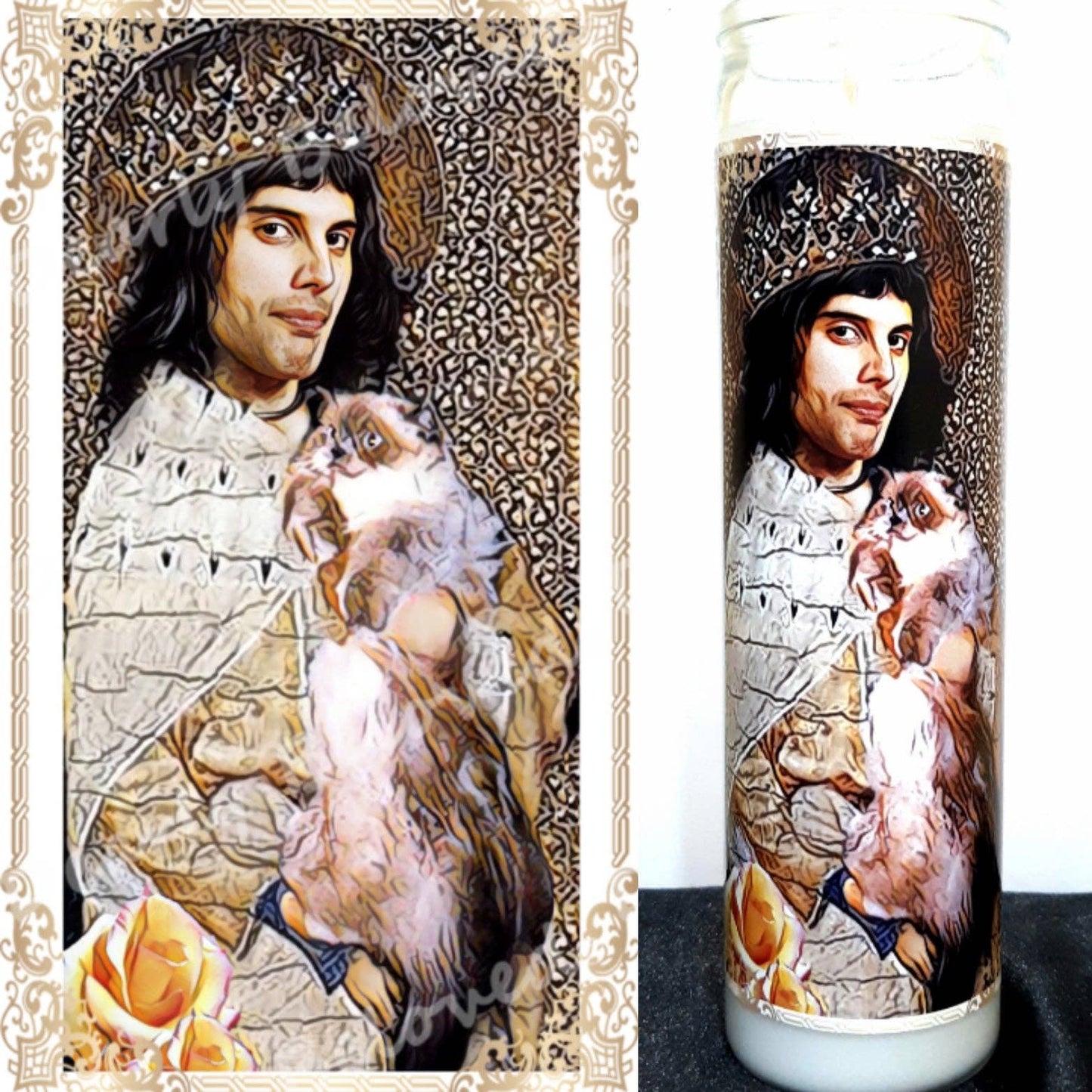 St Freddie Mercury - 7-Day glass Jar Prayer Candle. Somebody