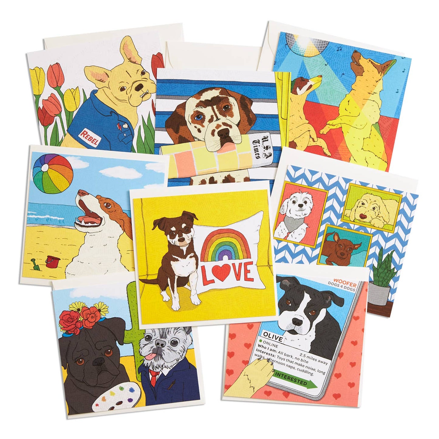 Dogs To Love Square Flat Cards - 8 Pack