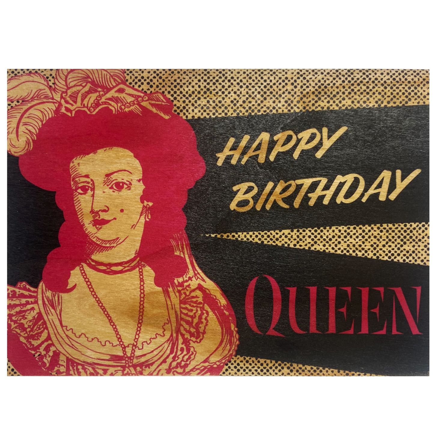 Wood Card Folding - Happy Birthday Queen