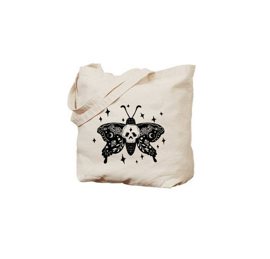 Death Head Moth Gothic Skull Witchy Occult Tote Bag