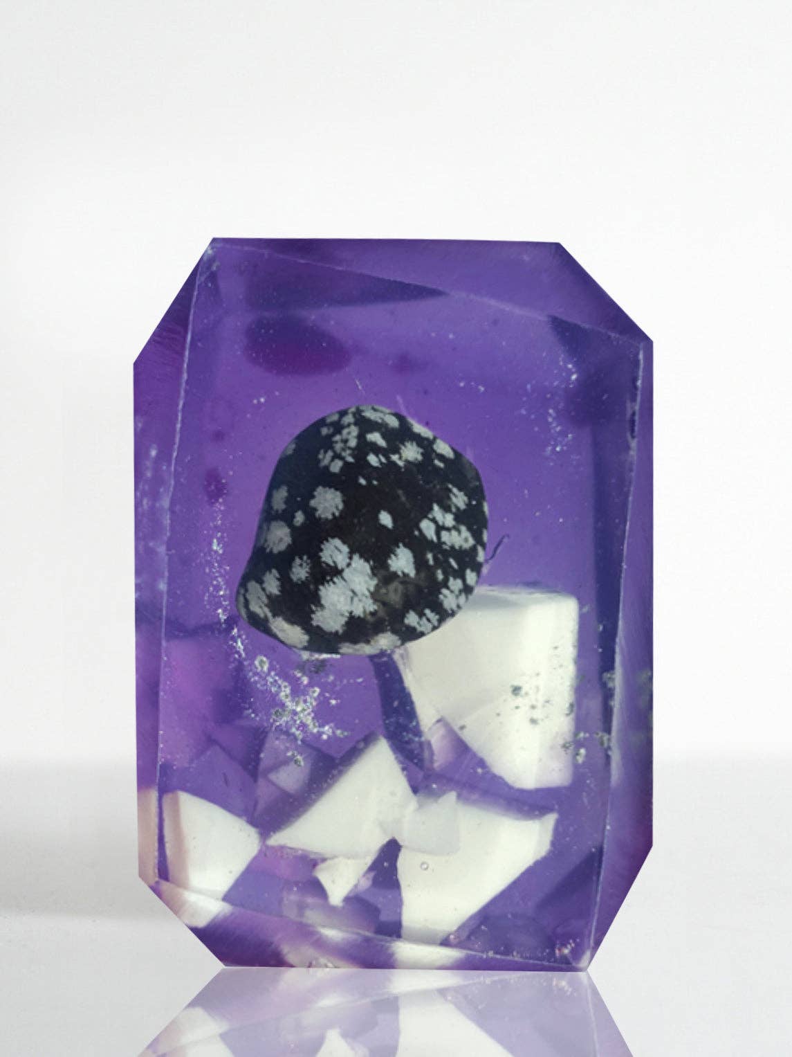 1692 - 3oz Snowflake Obsidian Crystal Infused Bar Soap