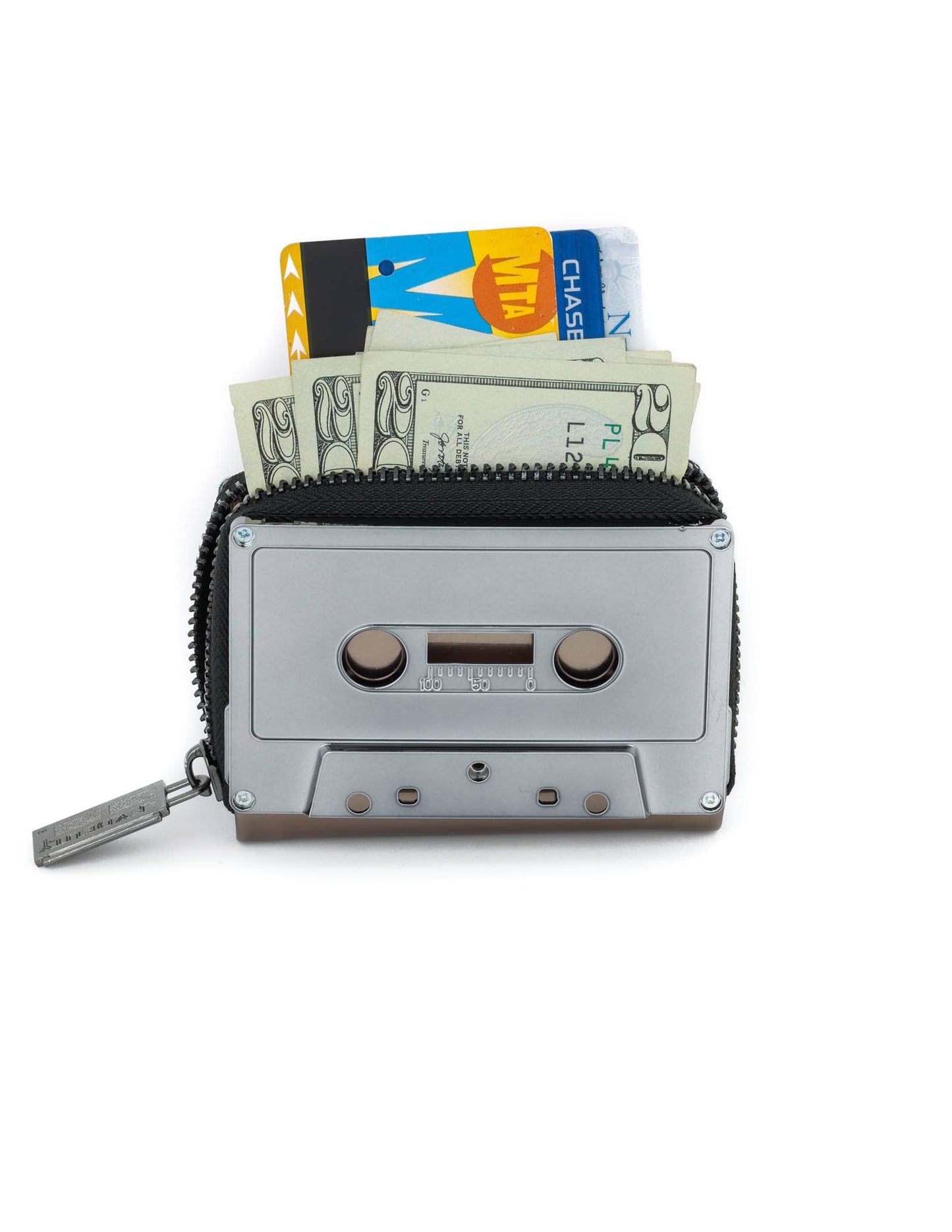 70263: Cassette Tape Wallet-*BLANK Pewter Chrome