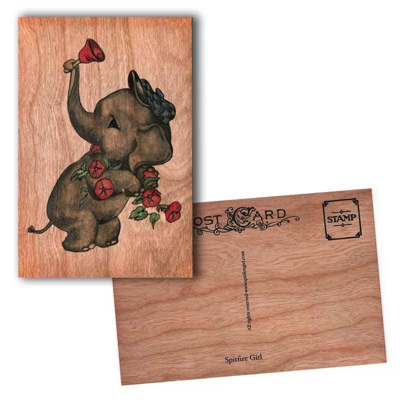 Wood Postcard - Elephant