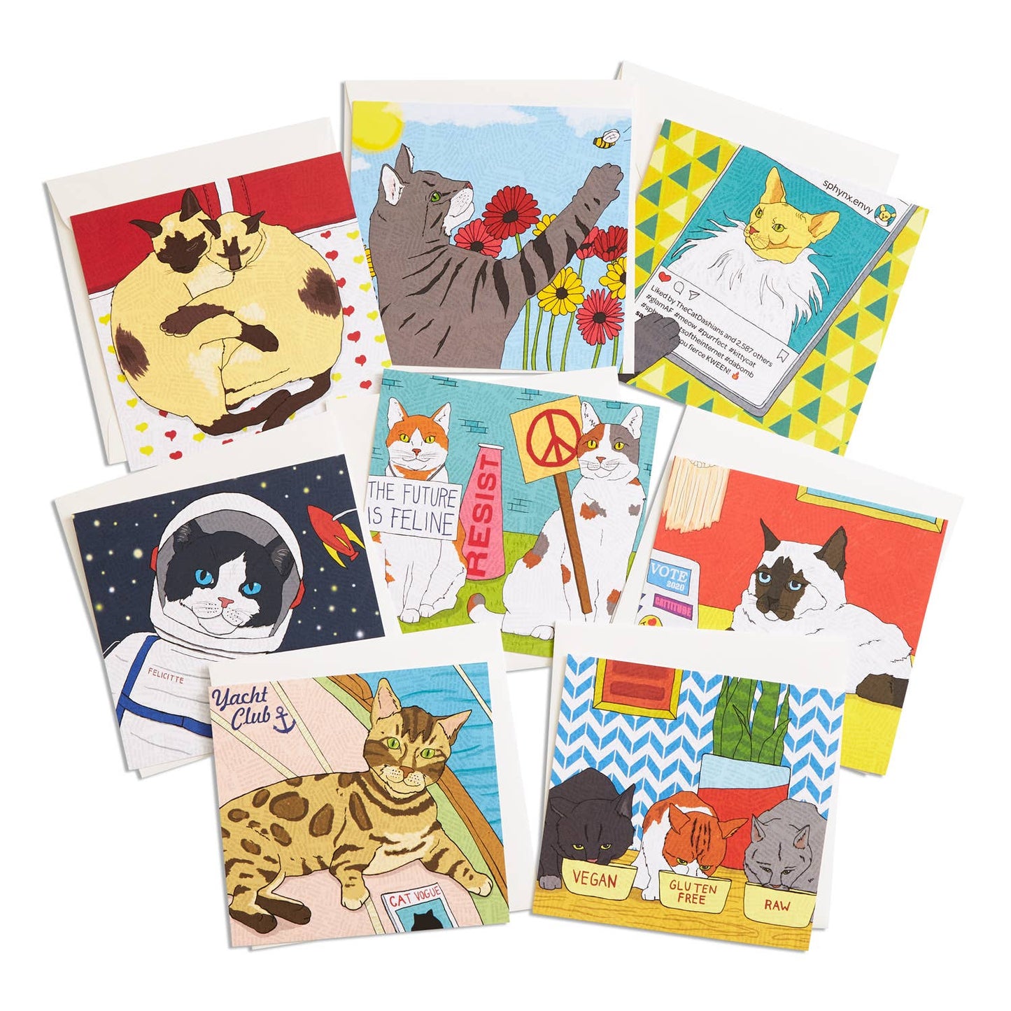 Cats To Love Square Flat Cards - 8 Pack