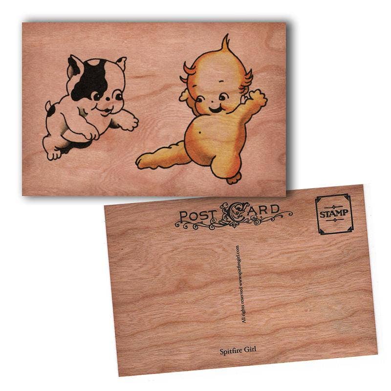 Wood Postcard - Cupie and Dog