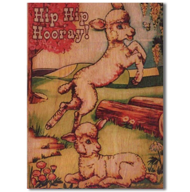 Wood Card Folding - Hip Hip Hooray