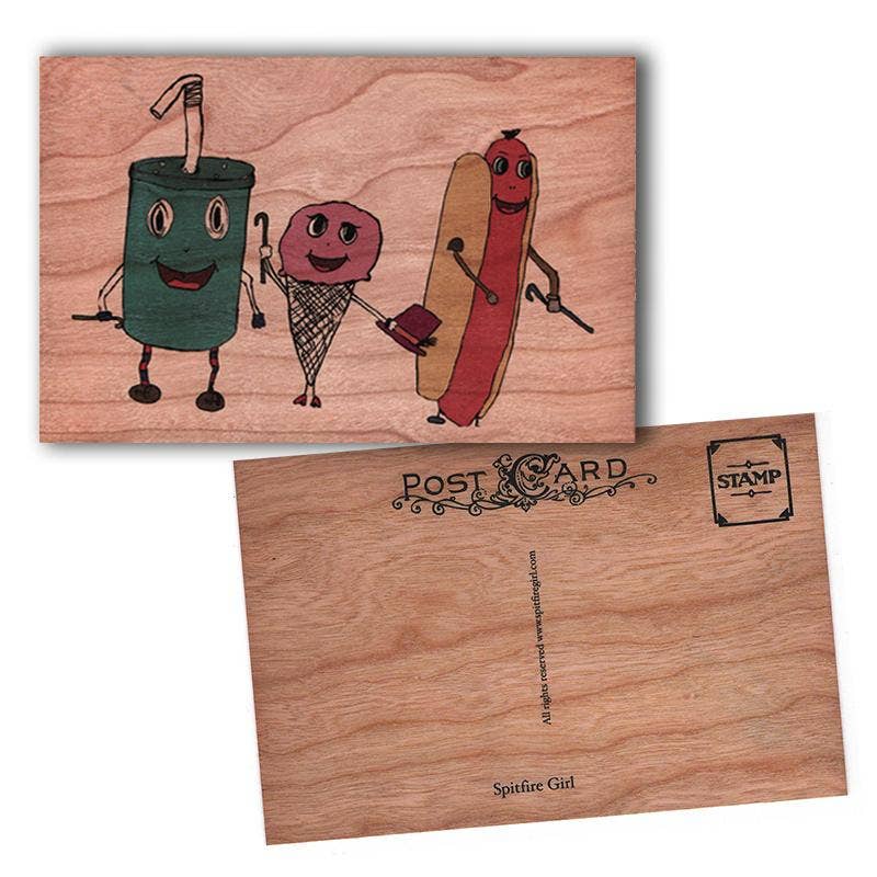 Wood Postcard - Food Groups